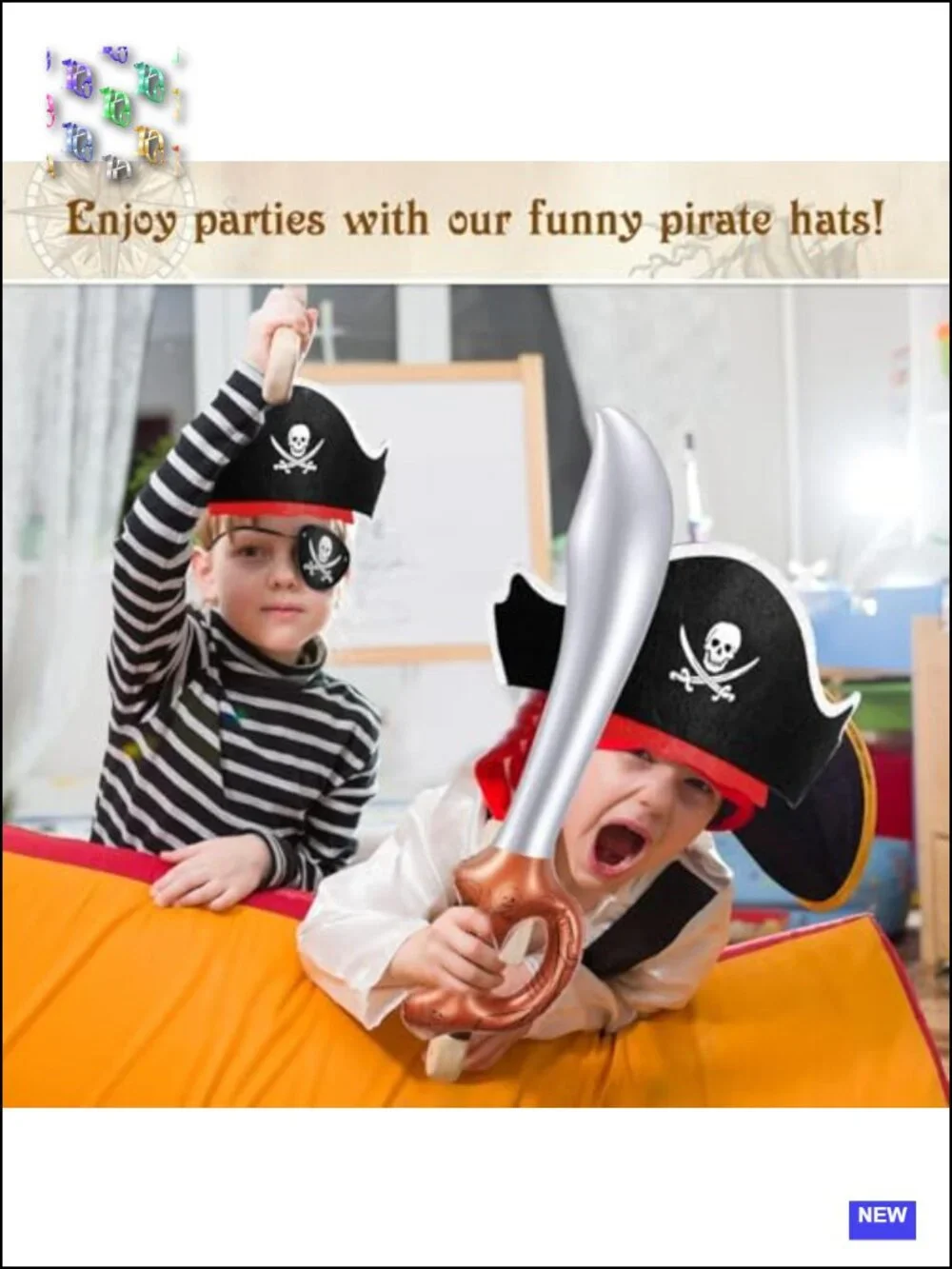 Pirate Party Accessories 36 Pcs Kids Costume Hats Swords